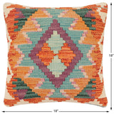 handmade Traditional Pillow Rust Beige Hand-Woven SQUARE 100% WOOL Hand woven turkish pillow2' x 2'