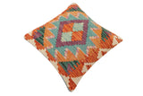 handmade Traditional Pillow Rust Beige Hand-Woven SQUARE 100% WOOL Hand woven turkish pillow2' x 2'