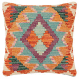 handmade Traditional Pillow Rust Beige Hand-Woven SQUARE 100% WOOL Hand woven turkish pillow2' x 2'