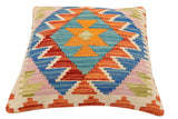 handmade Traditional Pillow Rust Blue Hand-Woven SQUARE 100% WOOL  Hand woven turkish pillow  2 x 2