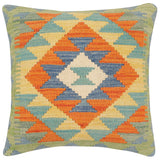 Boho Chic Keen Turkish Hand-Woven Kilim Pillow - 18'' x 18''