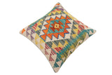 handmade Traditional Pillow Rust Blue Hand-Woven SQUARE 100% WOOL Hand woven turkish pillow2' x 2'