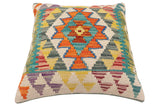 handmade Traditional Pillow Rust Blue Hand-Woven SQUARE 100% WOOL Hand woven turkish pillow2' x 2'