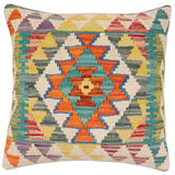 handmade Traditional Pillow Rust Blue Hand-Woven SQUARE 100% WOOL Hand woven turkish pillow2' x 2'