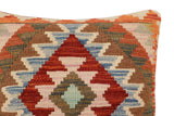 handmade Traditional Pillow Rust Blue Hand-Woven SQUARE 100% WOOL Hand woven turkish pillow2' x 2'