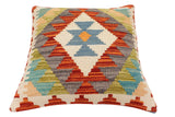 handmade Traditional Pillow Rust Blue Hand-Woven SQUARE 100% WOOL Hand woven turkish pillow2' x 2'