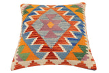 handmade Traditional Pillow Rust Blue Hand-Woven SQUARE 100% WOOL Hand woven turkish pillow2' x 2'