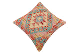 handmade Traditional Pillow Red Blue Hand-Woven SQUARE 100% WOOL Hand woven turkish pillow2' x 2'