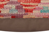 handmade Traditional Pillow Red Blue Hand-Woven SQUARE 100% WOOL Hand woven turkish pillow2' x 2'