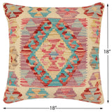 handmade Traditional Pillow Blue Rust Hand-Woven SQUARE 100% WOOL Hand woven turkish pillow2' x 2'