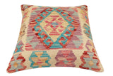 handmade Traditional Pillow Blue Rust Hand-Woven SQUARE 100% WOOL Hand woven turkish pillow2' x 2'