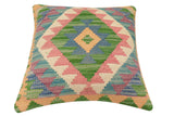 handmade Traditional Pillow Blue Beige Hand-Woven SQUARE 100% WOOL Hand woven turkish pillow2' x 2'