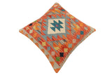 handmade Traditional Pillow Rust Blue Hand-Woven SQUARE 100% WOOL Hand woven turkish pillow2' x 2'