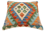 handmade Traditional Pillow Rust Blue Hand-Woven SQUARE 100% WOOL  Hand woven turkish pillow  3 x 5