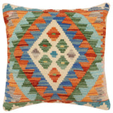 handmade Traditional Pillow Rust Blue Hand-Woven SQUARE 100% WOOL  Hand woven turkish pillow  3 x 5