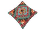 handmade Traditional Pillow Rust Red Hand-Woven SQUARE 100% WOOL Hand woven turkish pillow2' x 2'