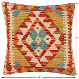 handmade Traditional Pillow Rust Beige Hand-Woven SQUARE 100% WOOL  Hand woven turkish pillow  2 x 2