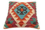 handmade Traditional Pillow Rust Blue Hand-Woven SQUARE 100% WOOL Hand woven turkish pillow2' x 2'