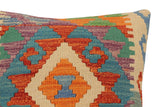 handmade Traditional Pillow Rust Blue Hand-Woven SQUARE 100% WOOL Hand woven turkish pillow2' x 2'