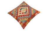 handmade Traditional Pillow Rust Blue Hand-Woven SQUARE 100% WOOL Hand woven turkish pillow2' x 2'