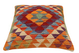 handmade Traditional Pillow Rust Blue Hand-Woven SQUARE 100% WOOL Hand woven turkish pillow2' x 2'