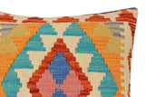 handmade Traditional Pillow Rust Blue Hand-Woven SQUARE 100% WOOL Hand woven turkish pillow2' x 2'