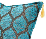 handmade Geometric Pillow Turquoise Grey Handmade RECTANGLE throw pillow 2 x 2