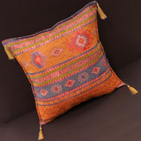 handmade Geometric Pillow Orange Blue Handmade RECTANGLE throw pillow 2 x 2